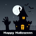 Halloween Night - Zombie Hand & House Royalty Free Stock Photo