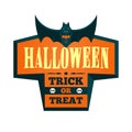 Halloween offer design template. Vector illustration with cross form, bat and title. Isolated illustration.