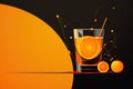 Halloween orange beverage or mocktail with ice cube. Generative AI.