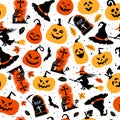 Halloween color festive seamless pattern, halloween background, scary collection for celebretion Royalty Free Stock Photo