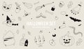 Halloween outline doodle set or collection in a trendy line minimalistic style