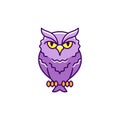 Halloween owl icon, eagle-owl. Thin line art colorful design, Flat owl sign. Vector illustration Royalty Free Stock Photo