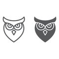 Halloween owl line and glyph icon, animal and wisdom, bird sign, vector graphics, a linear pattern on a white background Royalty Free Stock Photo