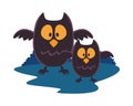 Halloween owls birds isolated icons