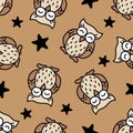 Halloween owls cartoon doodle pattern