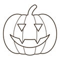 Halloween pampkin logo. Linear punpkin icon on white background. Black vector pumpkin illustration.