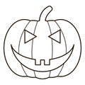 Halloween pampkin logo. Linear punpkin icon on white background. Black vector pumpkin illustration.