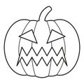 Halloween pampkin logo. Linear punpkin icon on white background. Black vector pumpkin illustration.