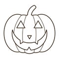 Halloween pampkin logo. Linear punpkin icon on white background. Black vector pumpkin illustration.