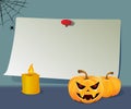 Halloween paper board with pumpkin