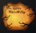 Halloween greeting card in paper style. Vector EPS10.