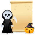 Halloween Parchment with Grim Reaper Royalty Free Stock Photo