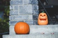 Halloween park decor with pumpkins Royalty Free Stock Photo