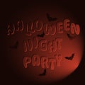 Halloween Party background with lettering and bats.