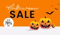 Halloween sale message with yellow pumpkins banner