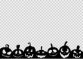 Halloween party banner  with black scary pumpkin face drawn brush stroke style  isolated on png or transparent background, space Royalty Free Stock Photo