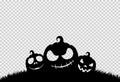 Halloween party banner  with black scary pumpkin face, grass field, isolated on png or transparent background, space for text, Royalty Free Stock Photo