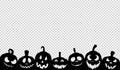 Halloween party banner  with black scary pumpkin face isolated on png or transparent background, space for text, sale template , Royalty Free Stock Photo
