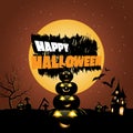 Halloween party banner, Fullmoon, Haunted House, Pumpkins in the graveyard Royalty Free Stock Photo