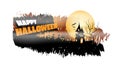 Halloween party banner, Fullmoon, Haunted House, Pumpkins in the graveyard Royalty Free Stock Photo