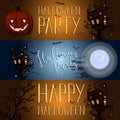 Halloween party banner with spooky castle Royalty Free Stock Photo