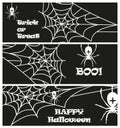 Halloween party banners spider ghost holiday collection vector illustration. Royalty Free Stock Photo