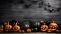 Halloween party border over a dark black banner background. Royalty Free Stock Photo