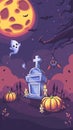 Halloween Party cartoon vector background illustration with headstone Royalty Free Stock Photo