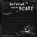 Halloween party chalkboard menu