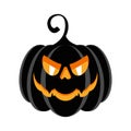 Halloween Party Character Black Pumpkin With Burning Evil Eyes