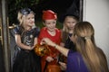 Halloween Party With Children Trick Or Treating In Costume Royalty Free Stock Photo