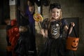 Halloween Party With Children Trick Or Treating In Costume Royalty Free Stock Photo