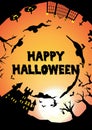 Halloween party circle silhouette greeting Royalty Free Stock Photo