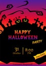 Halloween party circle silhouette greeting Royalty Free Stock Photo