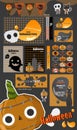 Halloween party collection.vector Halloween labels, icons, elements, greeting card. Royalty Free Stock Photo