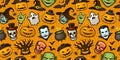 Halloween party colorful seamless background. Cartoon vector illustration