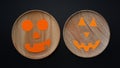 halloween party decoration from wooden plate