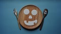 halloween party decoration from wooden plate.