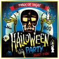 Halloween Party Design template with skull zombie and place for text.