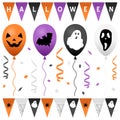 Halloween Party Flags & Balloons Set Royalty Free Stock Photo