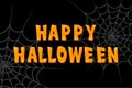 Halloween party font poster with spider web on black background for scary banner, spooky holiday invitation card Royalty Free Stock Photo