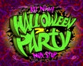 Halloween party graphic poster, web banner or flyer design template with hand drawn lettering Royalty Free Stock Photo