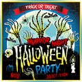 Halloween party horror night poster design template. Vector illustration.