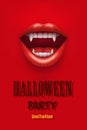 Halloween Party Invitation with vampire mouth Royalty Free Stock Photo