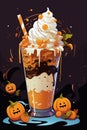 Halloween party milkshake. Festive holiday food and decor