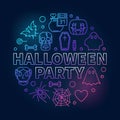 Halloween party outline round colored vector illustration Royalty Free Stock Photo