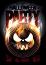 Halloween party poster, burning vinyl spooky