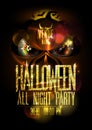 Halloween party poster concept with angry pumpkin head