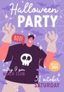 Halloween party poster design. Helloween holiday flyer background. October carnival template, invitation card for creepy Royalty Free Stock Photo