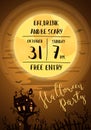 Halloween party poster with spooky castle Royalty Free Stock Photo